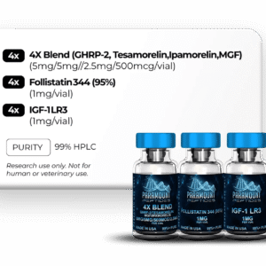 4X Blend (GHRP-2, Tesamorelin, MGF, Ipamorelin (5mg/5mg/500mcg/2.5mg)), Follistatin 344 (1mg), IGF-1 LR3 (1mg)